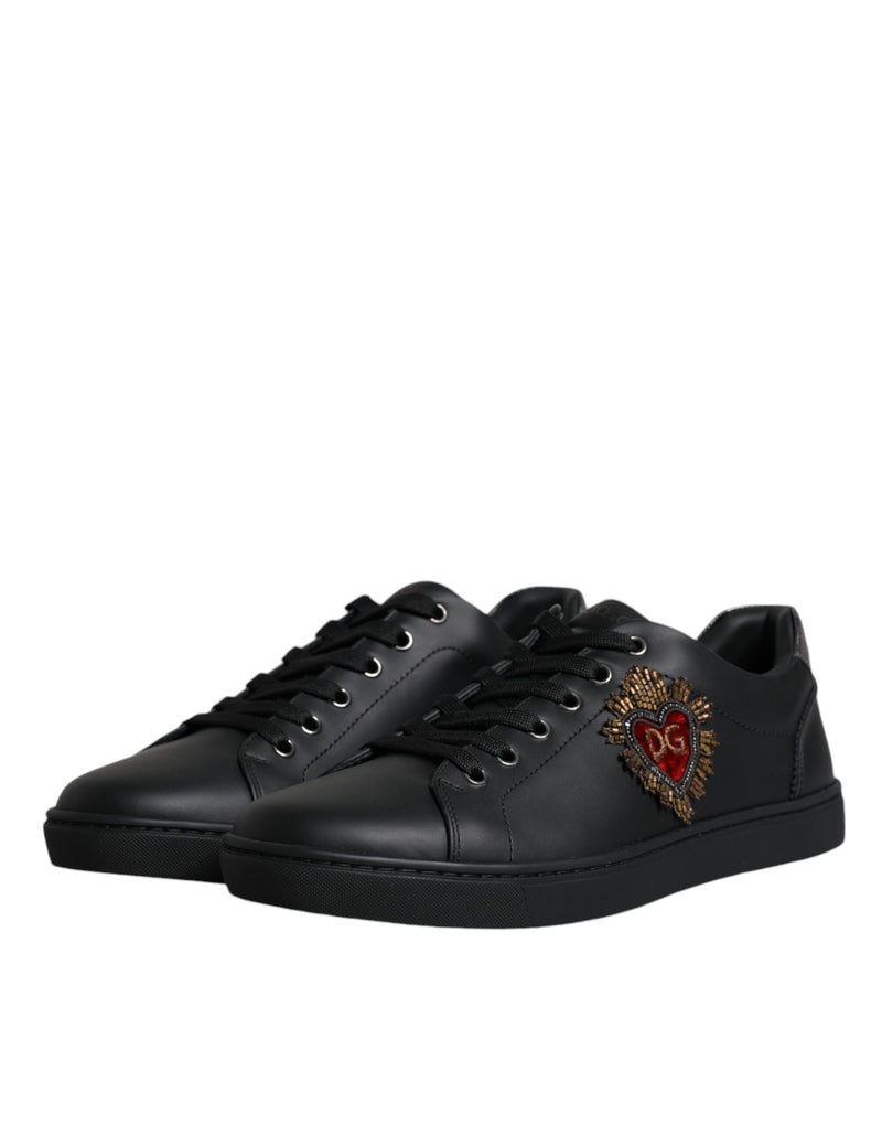Dolce & Gabbana Black London Sacred Heart Men Sneakers
