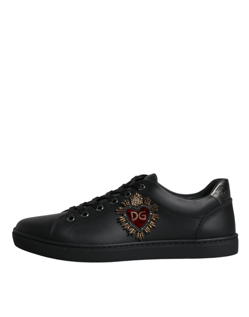 Dolce & Gabbana Black London Sacred Heart Men Sneakers