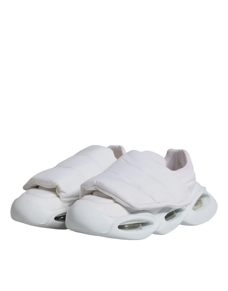 Dolce & Gabbana White Padded Fabric Low Top Sneakers