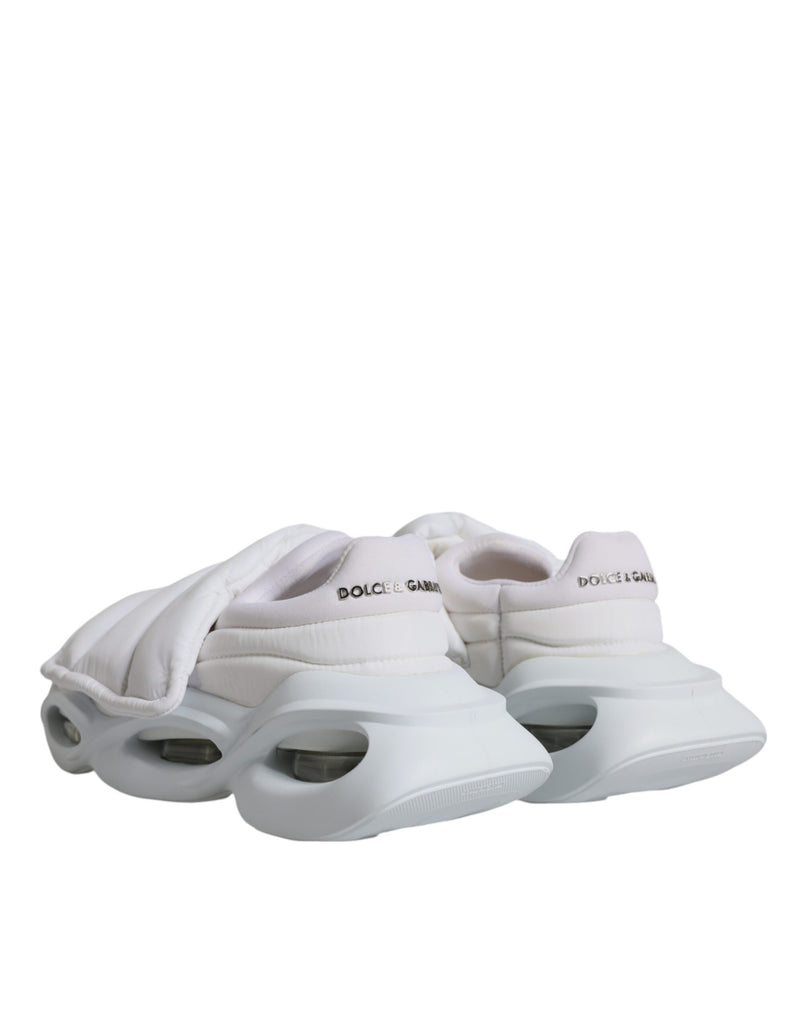 Dolce & Gabbana White Padded Fabric Low Top Sneakers