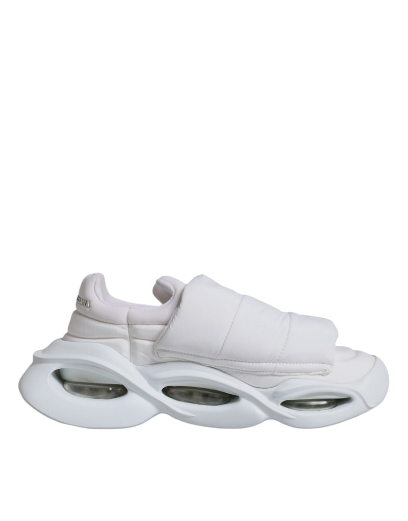 Dolce & Gabbana White Padded Fabric Low Top Sneakers