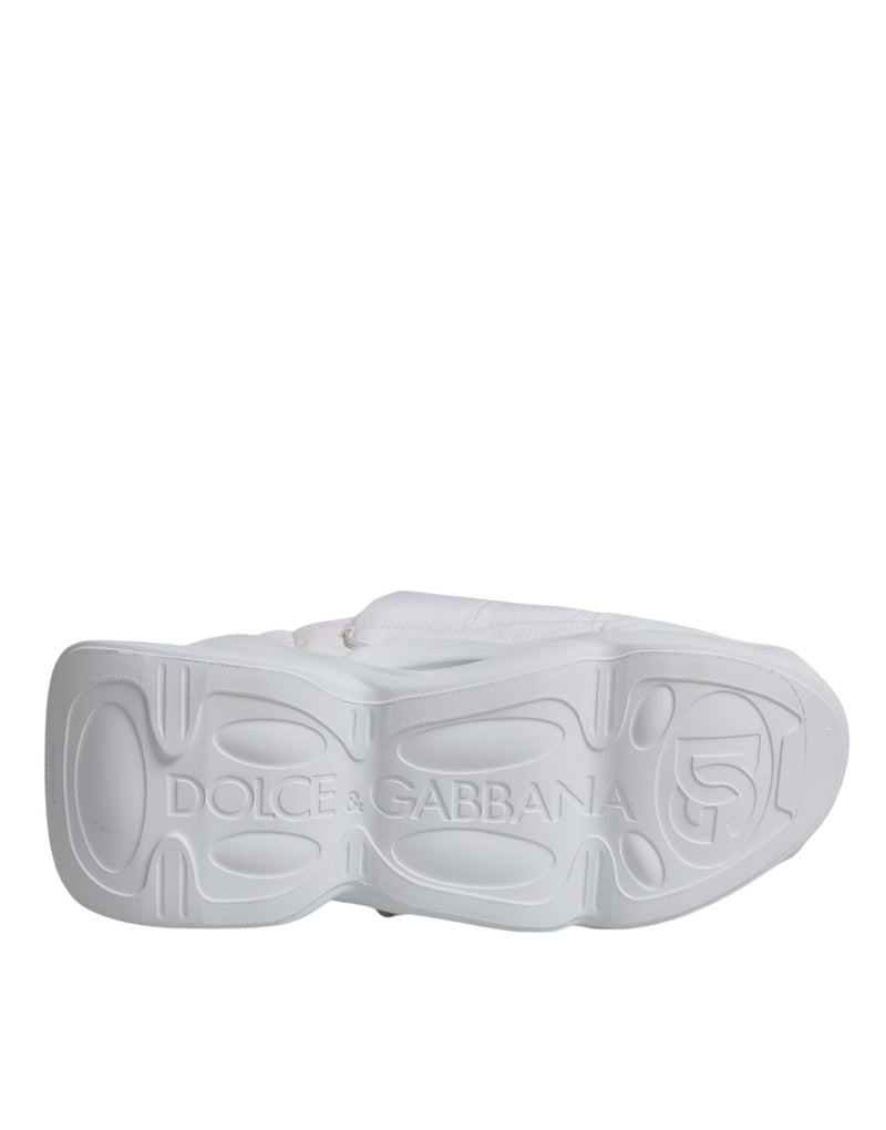 Dolce & Gabbana White Padded Fabric Low Top Sneakers