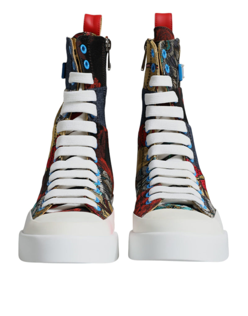 Dolce & Gabbana Multicolor Patchwork High Top Sneakers