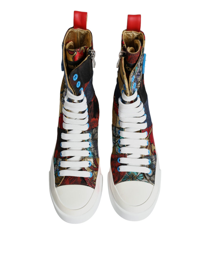 Dolce & Gabbana Multicolor Patchwork High Top Sneakers