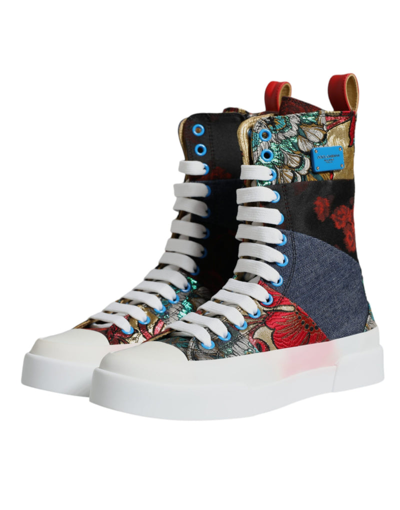 Dolce & Gabbana Multicolor Patchwork High Top Sneakers