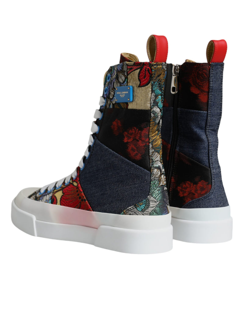 Dolce & Gabbana Multicolor Patchwork High Top Sneakers