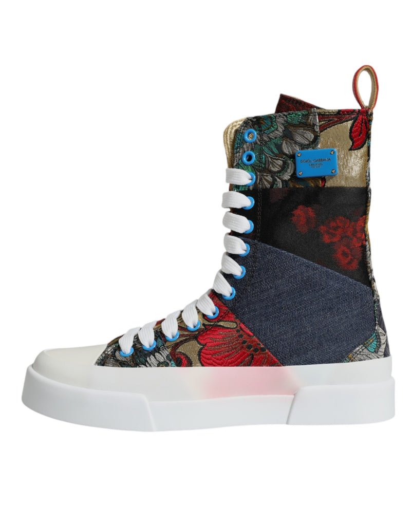 Dolce & Gabbana Multicolor Patchwork High Top Sneakers