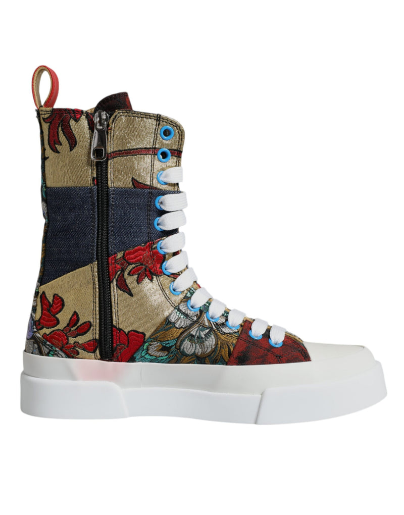 Dolce & Gabbana Multicolor Patchwork High Top Sneakers