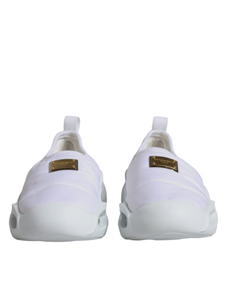 Dolce & Gabbana White Padded Fabric Low Top Sneakers