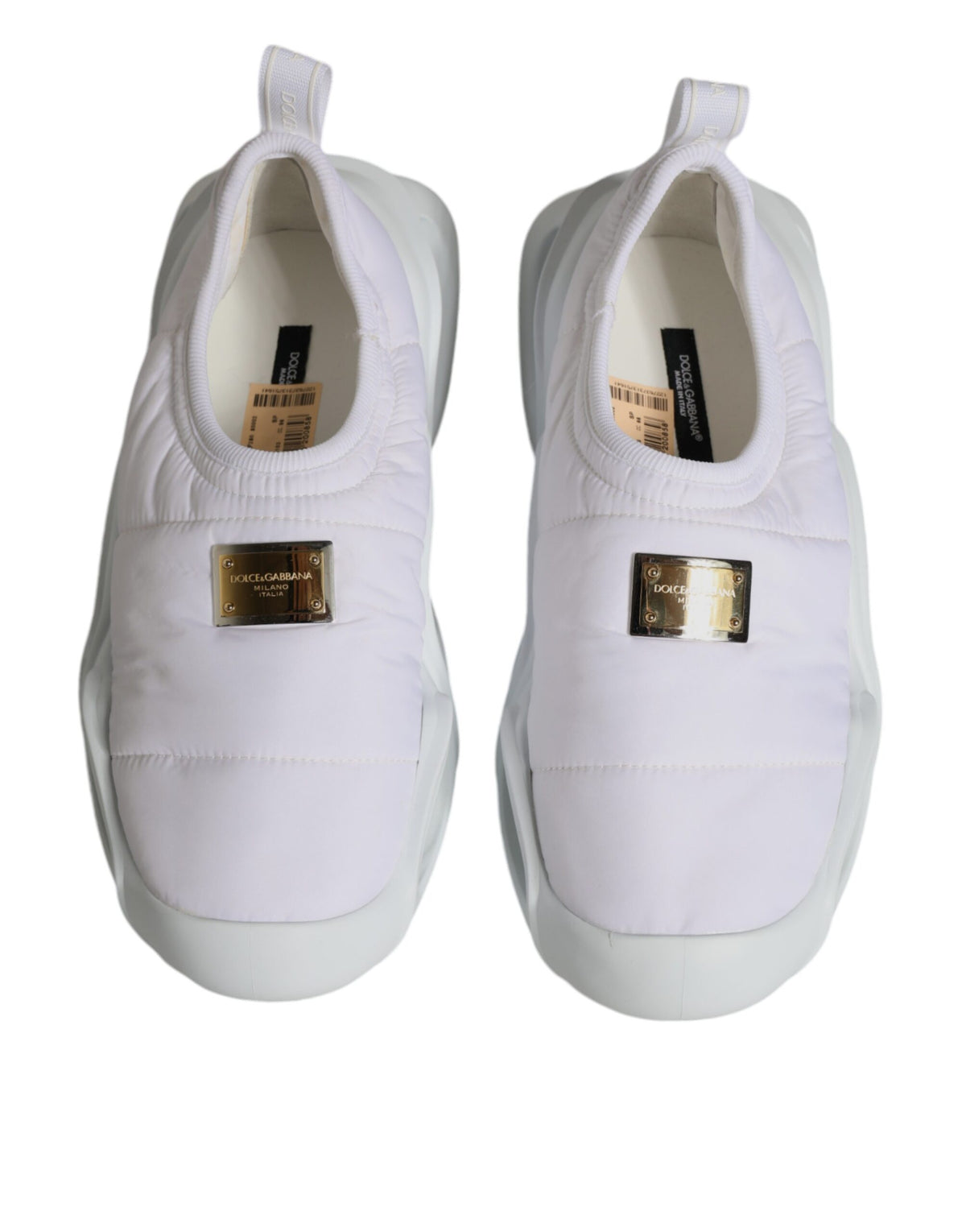 Dolce & Gabbana White Padded Fabric Low Top Sneakers