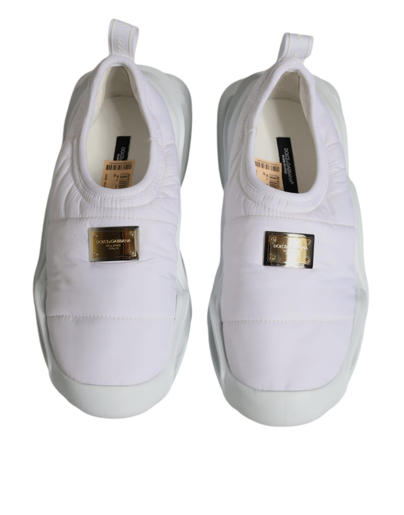 Dolce & Gabbana White Padded Fabric Low Top Sneakers