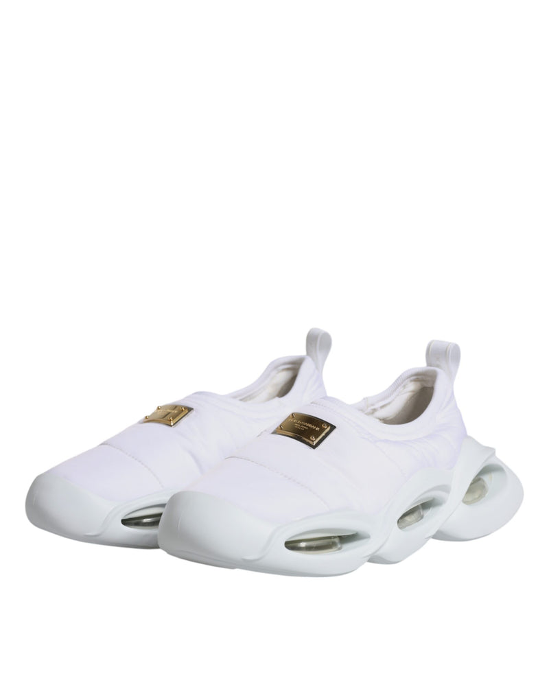 Dolce & Gabbana White Padded Fabric Low Top Sneakers