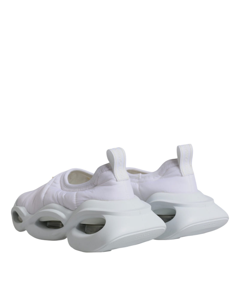 Dolce & Gabbana White Padded Fabric Low Top Sneakers