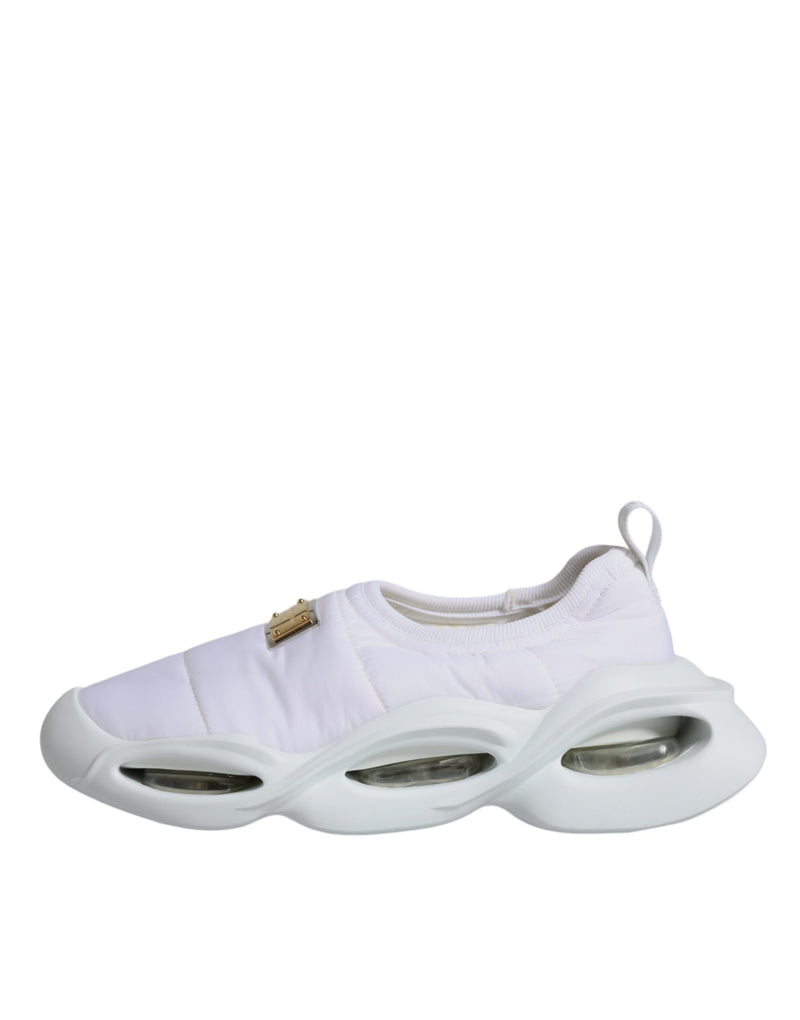 Dolce & Gabbana White Padded Fabric Low Top Sneakers