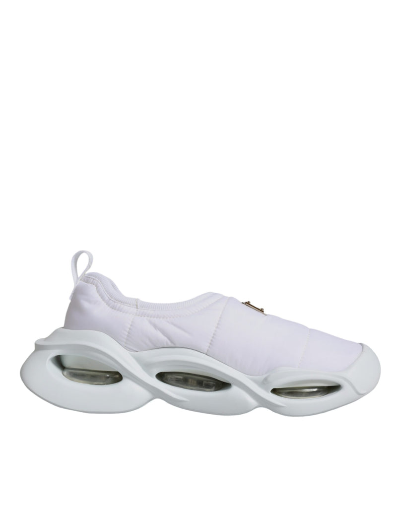 Dolce & Gabbana White Padded Fabric Low Top Sneakers