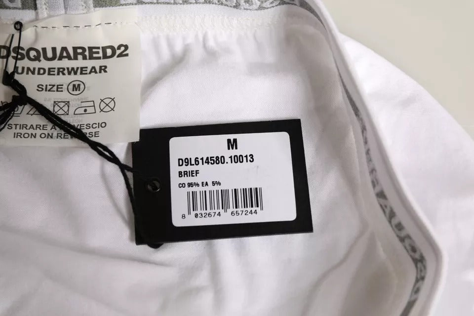 Culotte Dsquared² en coton extensible blanc, taille mi-hauteur, pour femme.