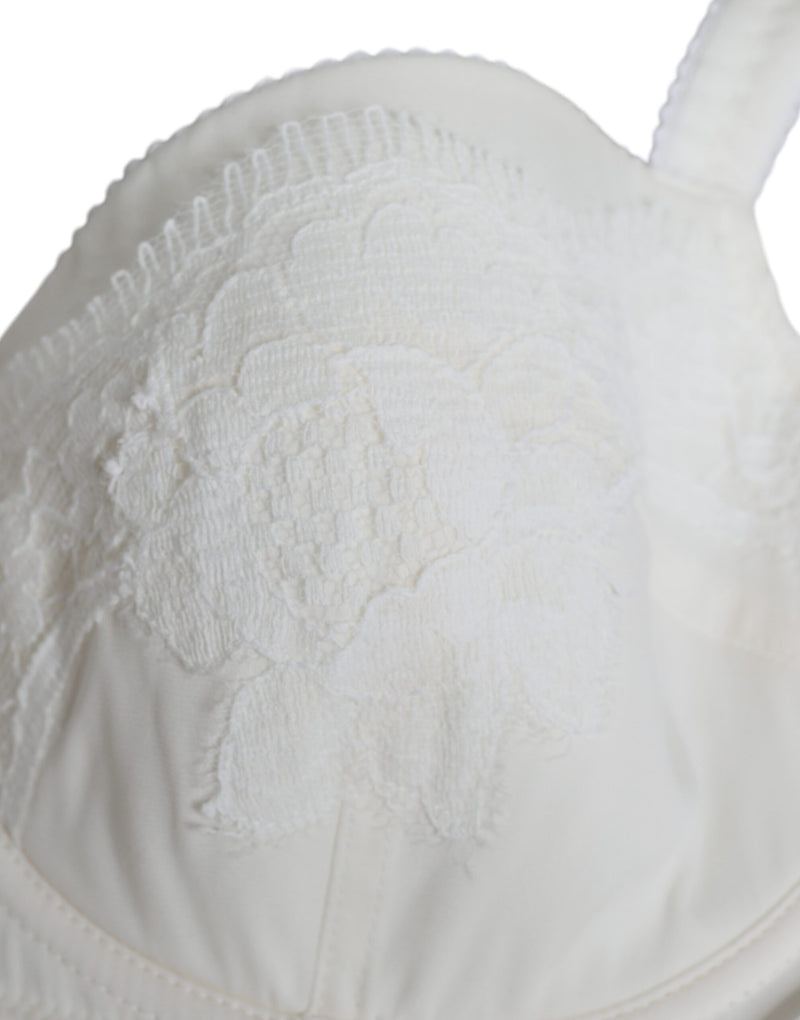 Dolce & Gabbana White Silk Stretch Panty Balconette Bra Set