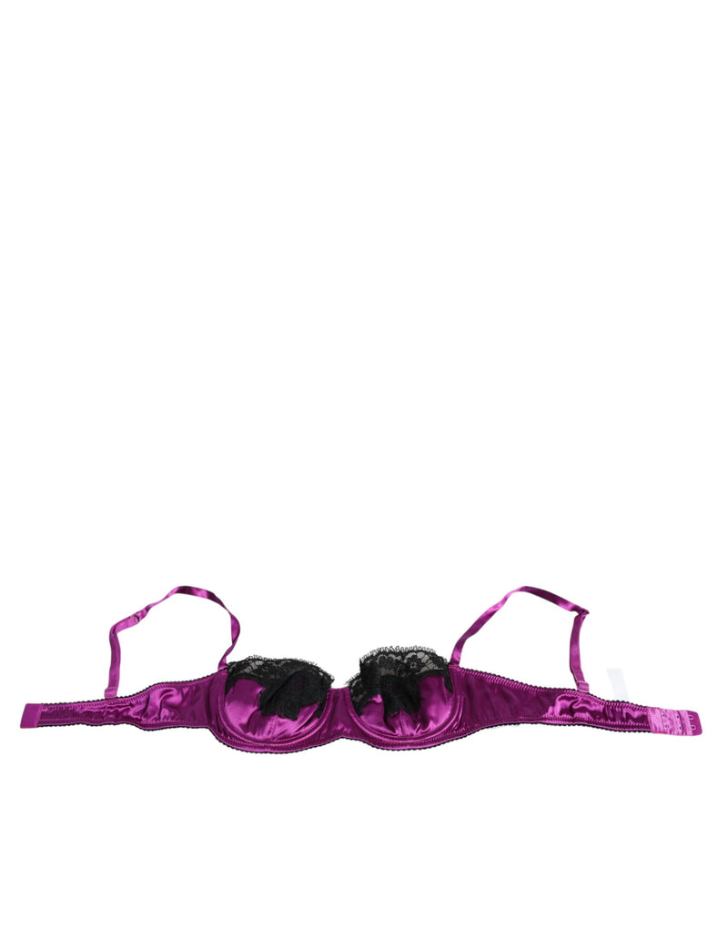 Dolce & Gabbana Purple Silk Underwired Balconette Bra