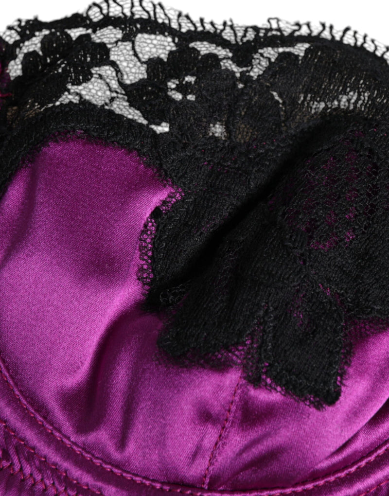 Dolce & Gabbana Purple Silk Underwired Balconette Bra