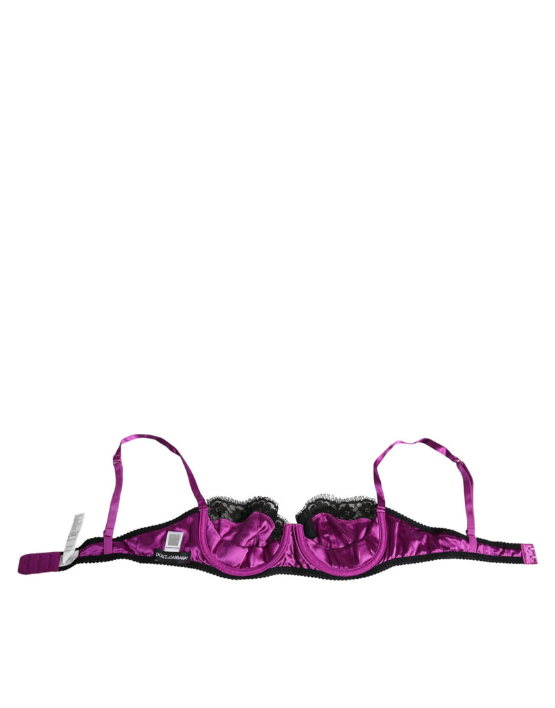 Dolce & Gabbana Purple Silk Underwired Balconette Bra