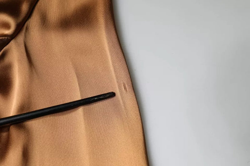 Robe Mini Drapée à Manches Longues en Satin Marron Emporio Armani