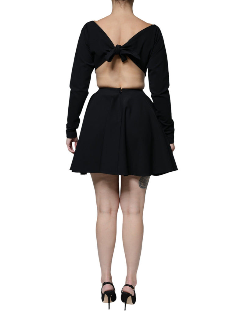 Dolce & Gabbana Robe Mini A-line en Viscose Noir avec Découpes