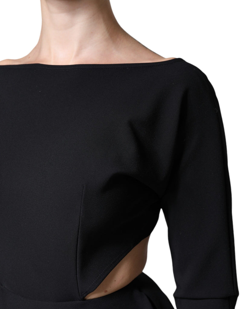 Dolce & Gabbana Robe Mini A-line en Viscose Noir avec Découpes