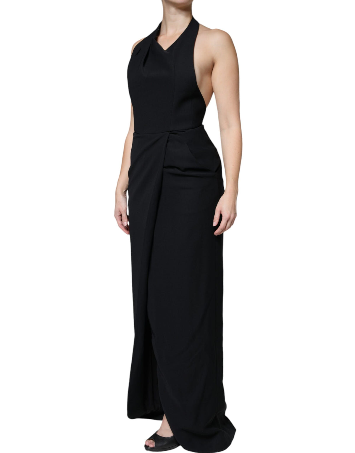 Robe Longue Sans Manches Halter Noire Emporio Armani