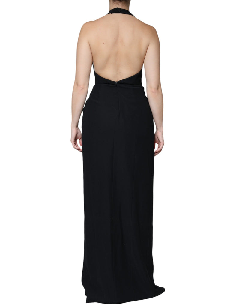 Robe Longue Sans Manches Halter Noire Emporio Armani