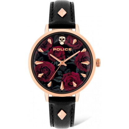 Montre Police en cuir noir