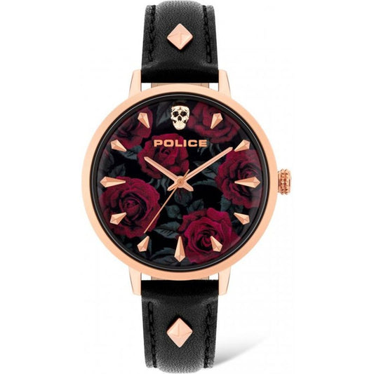 Montre Police en cuir noir