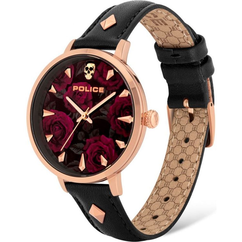 Montre Police en cuir noir