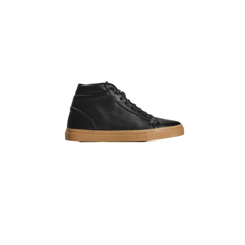 Roberto Pepe Luxury Black Calfskin Men's High Sneakers