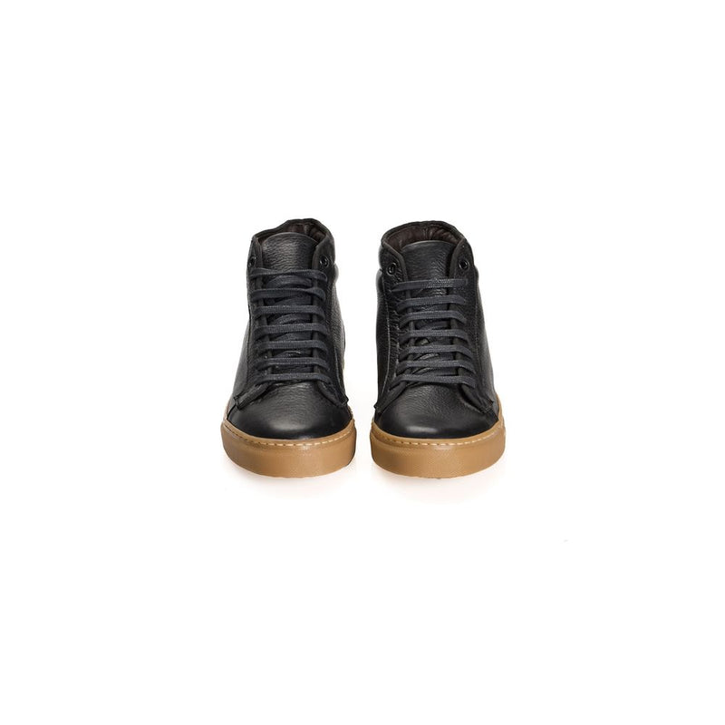 Roberto Pepe Luxury Black Calfskin Men's High Sneakers