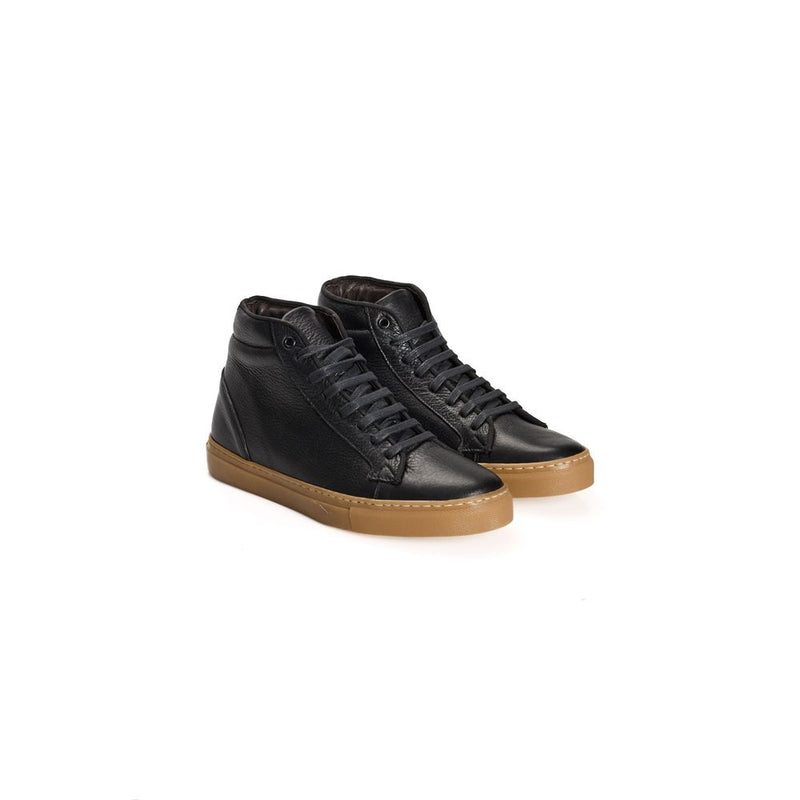 Roberto Pepe Luxury Black Calfskin Men's High Sneakers