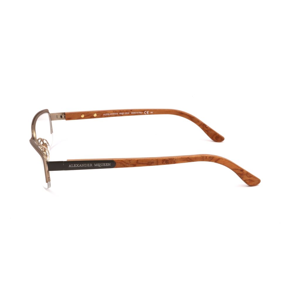 Lunettes à montures métalliques marron d'Alexander McQueen