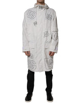 Parka blanche à capuche en polyester, trench-coat et veste de Dolce & Gabbana