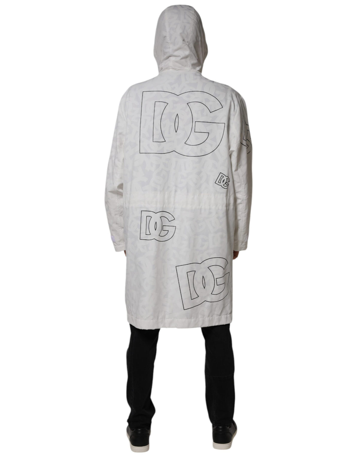 Parka blanche à capuche en polyester, trench-coat et veste de Dolce & Gabbana