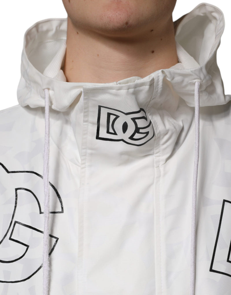 Parka blanche à capuche en polyester, trench-coat et veste de Dolce & Gabbana