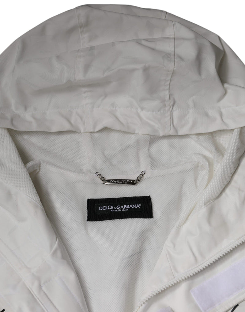 Parka blanche à capuche en polyester, trench-coat et veste de Dolce & Gabbana