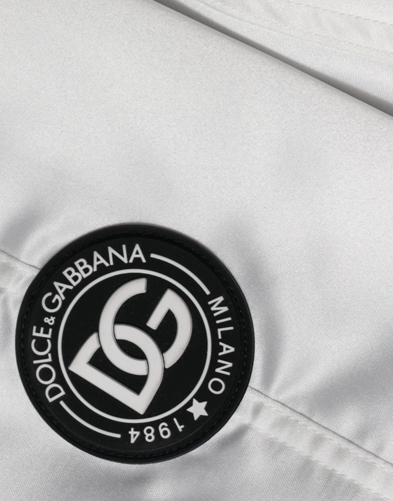 Bomber Jacket à Fermeture Éclair avec Logo en Polyester Blanc de Dolce & Gabbana