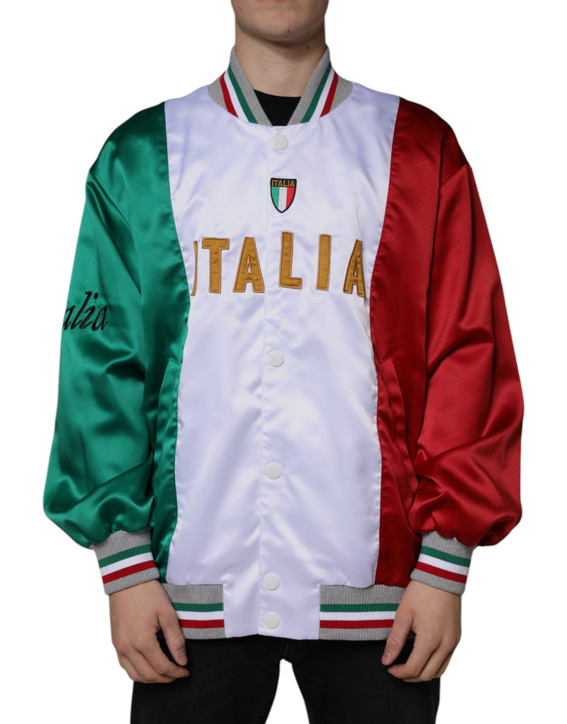 Bomber Jacket à Boutons Multicolore "Italia" de Dolce & Gabbana