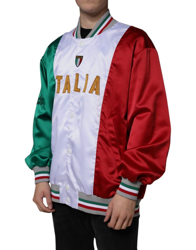 Bomber Jacket à Boutons Multicolore "Italia" de Dolce & Gabbana