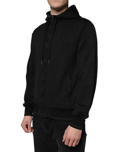 Bomber Jacket à capuche zippée en coton noir de Dolce & Gabbana