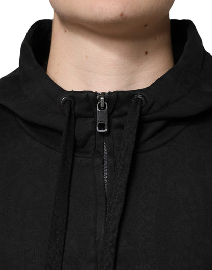 Bomber Jacket à capuche zippée en coton noir de Dolce & Gabbana