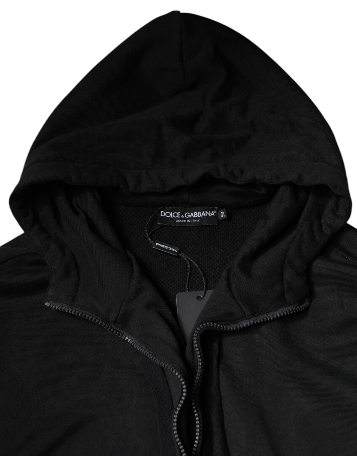 Bomber Jacket à capuche zippée en coton noir de Dolce & Gabbana