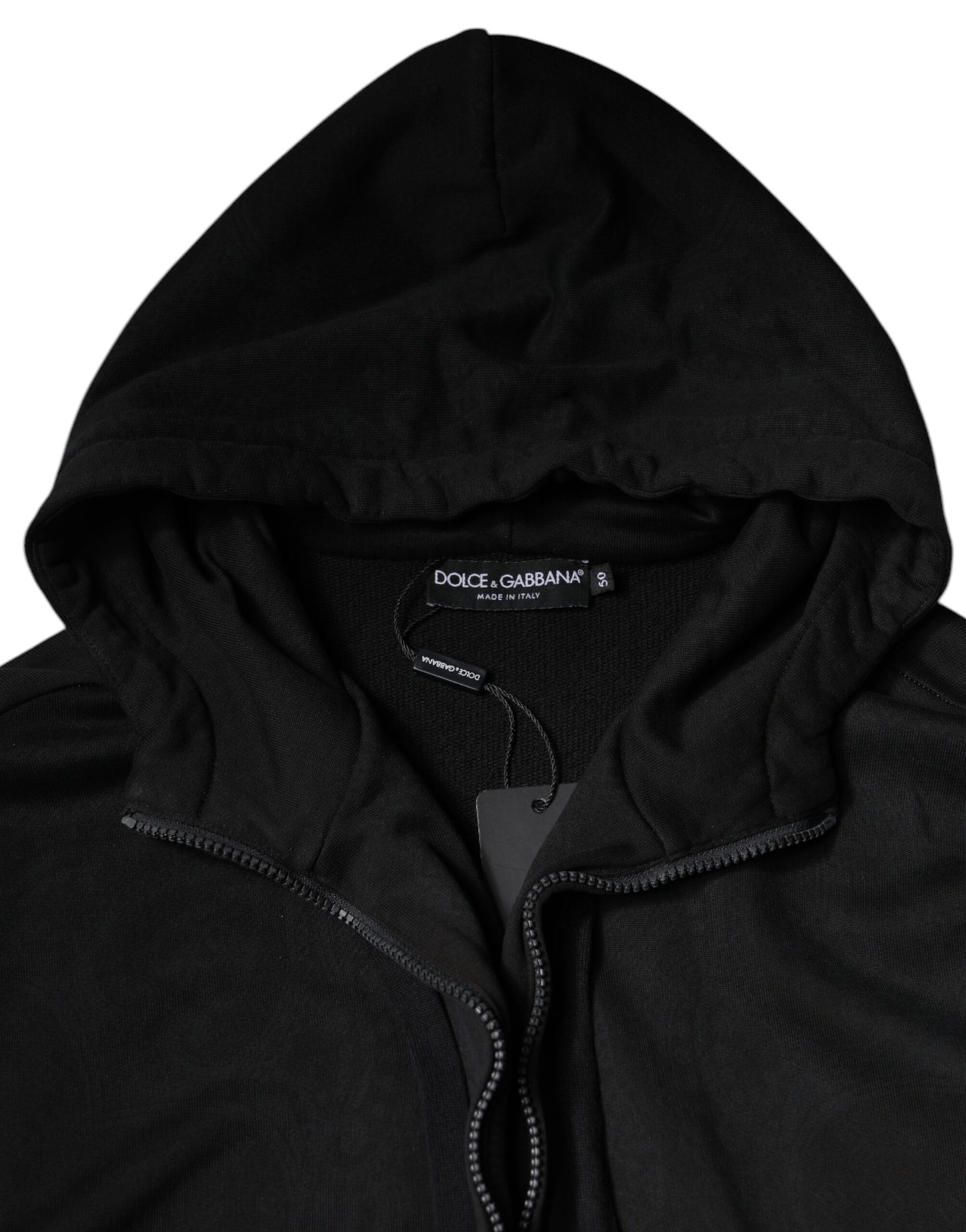 Bomber Jacket à capuche zippée en coton noir de Dolce & Gabbana