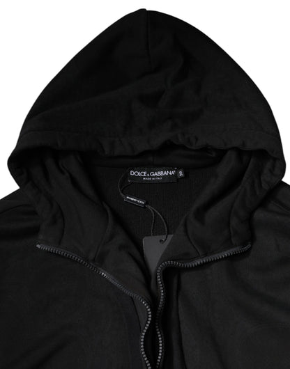 Bomber Jacket à capuche zippée en coton noir de Dolce & Gabbana