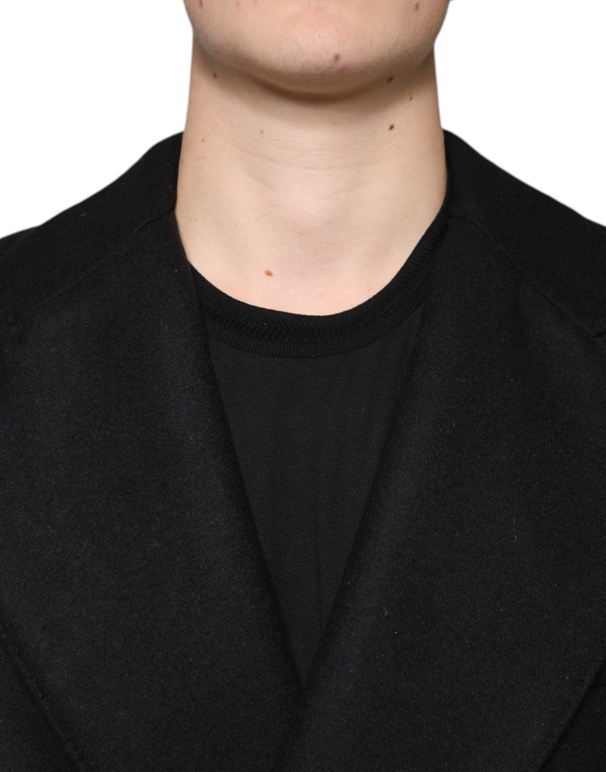 Dolce &amp; Gabbana, manteau-veste noir en laine pour homme, à double boutonnage.