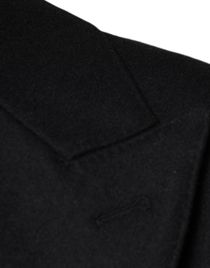 Dolce &amp; Gabbana, manteau-veste noir en laine pour homme, à double boutonnage.